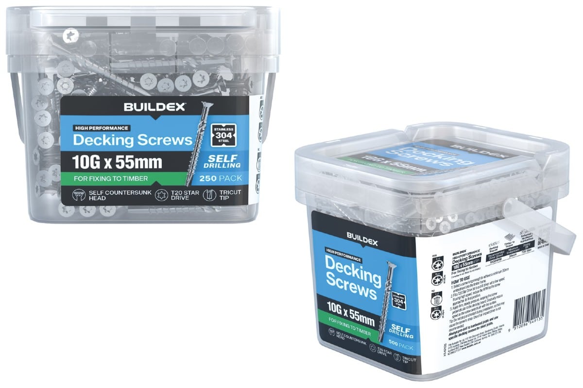Buildex 10G self-drilling Decking Screws: No pre-drilling